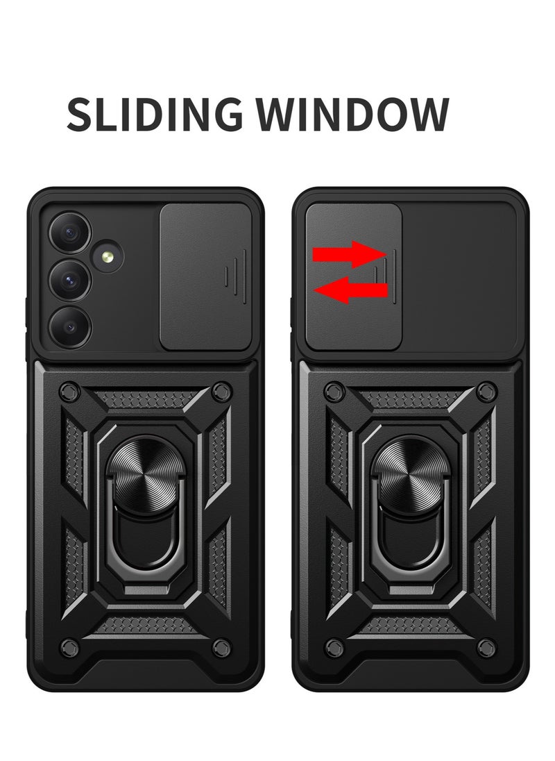 Generic Case Cover for Samsung Galaxy A55 5G, Slide Camera Lens Cover + 360°Rotating Kickstand Ring + Support Magnetic Car Mount Shockproof Mobile Phone Case  - Image 3