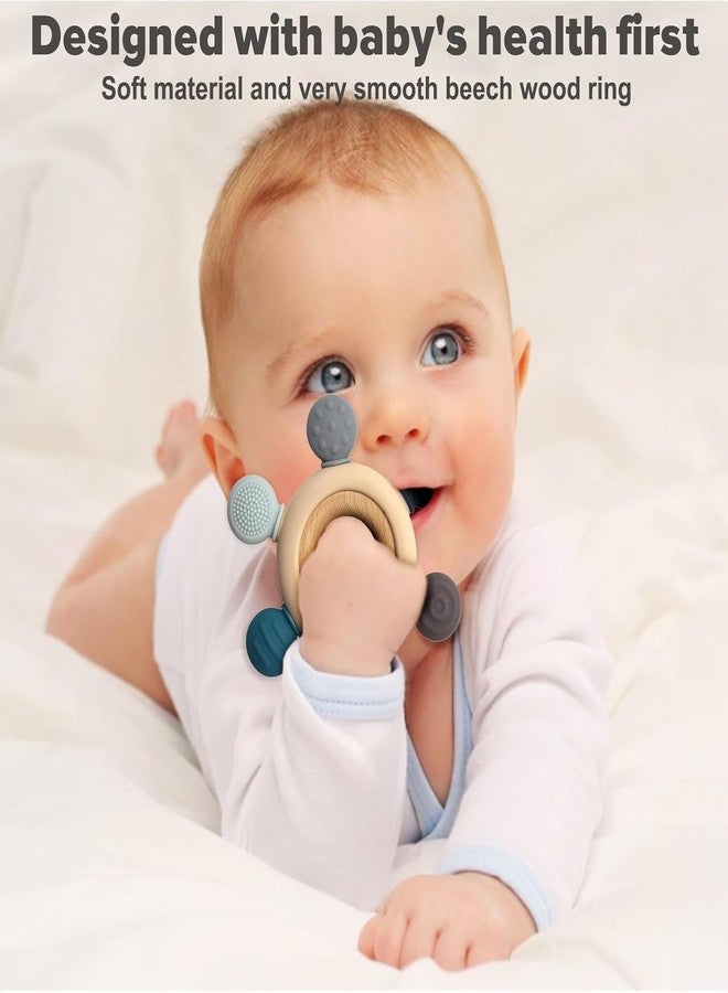 ADSTRUM ENTERPRISES ADSTRUM Silicone & Neem Wood Baby Teether for 0-24 Months | BPA-Free Soothing Teether | Soft & Safe Gum Relief Toy for Babies Newborn Infant Gifts | Chewing & Mouthing Sensory Teething Toy (Made in India) - Image 4
