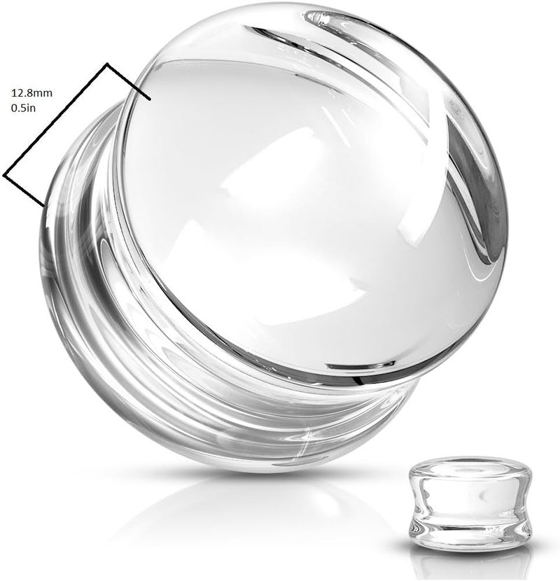 Pierced Owl - Clear Glass Double Flared Concave Saddle Plugs, Sold as a Pair - Image 2