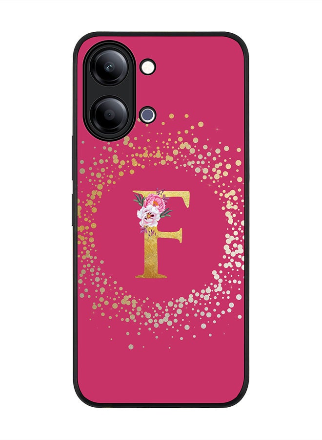 Stylizedd For vivo Y21 / Y11 Case,Slim fit Camera Protection, Shockproof Thin Phone cover  - Custom Monogram Floral - F ( Deep Pink ) - Image 1