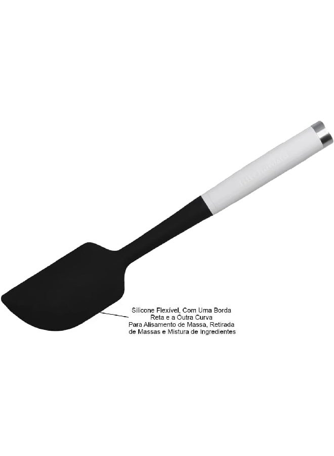 KitchenAid Dishwasher Safe Ergonomic Handle Classic Scraper Spatula Black and White 2.1 x 5.5 x 30 cm KCG031OHWHE - Image 2