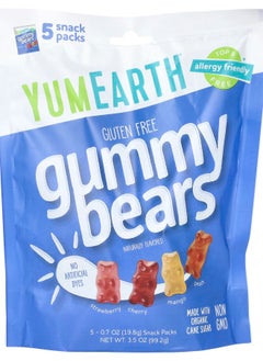 YumEarth Gluten Free Gummy Bears Strawberry Cherry Mango Peach 5 Snack Packs 0.7 oz (19.8 g) Each 