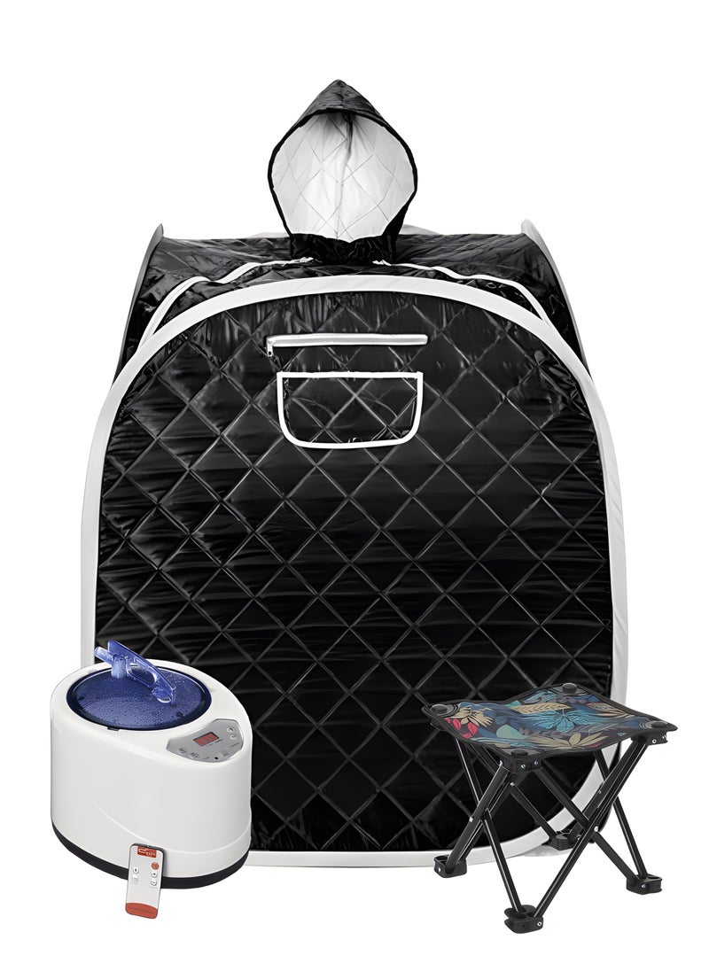 BIG MAX Sauna Tent, Sauna, Steam Room Sauna, Sauna Device, Sauna Steam for Home with 2L 1000 Watt Steam Generator, Foldable Chair, Home Sauna Spa Tent for Detox Relaxation, Black  - Image 1