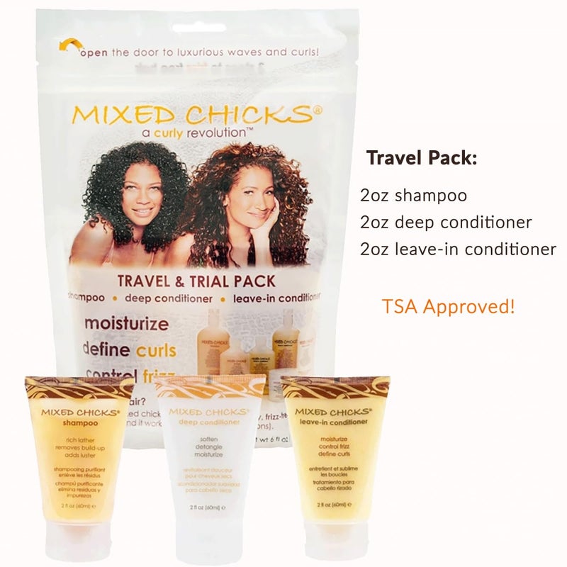 Mixed Chicks Travel & Trial Pack - Shampoo, Deep Conditioner, Leave-in Conditioner, 2 fl. oz. each - Image 2