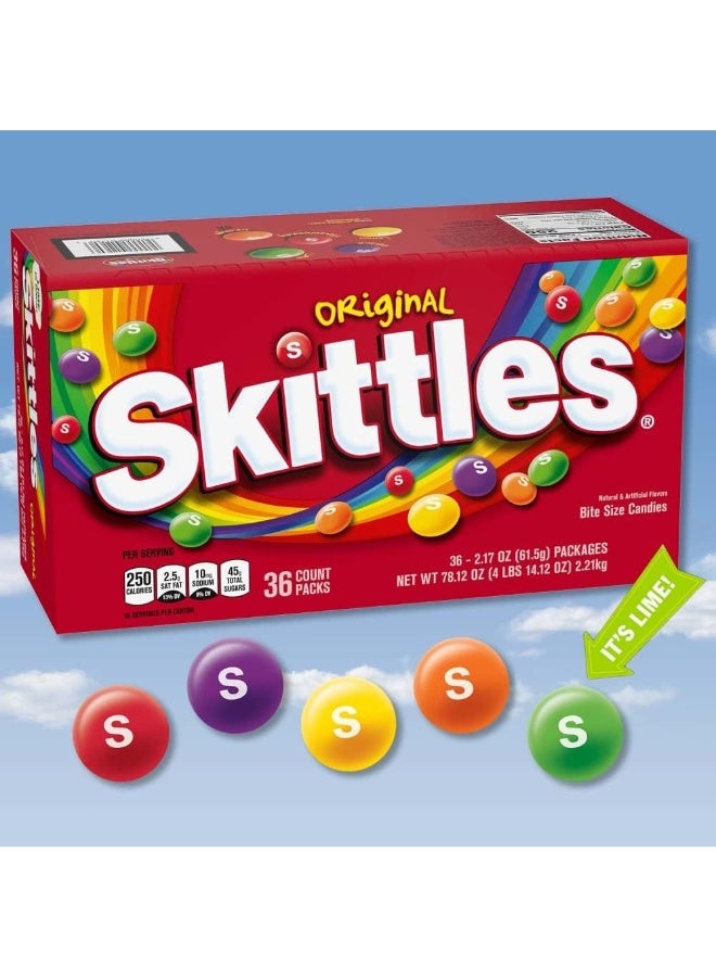 Skittles حلوى سكتلز الأصلية القابلة للمضغ، حجم كامل - 2.17 أونصة، عبوة حلوى بالجملة 36 قطعة - Image 3