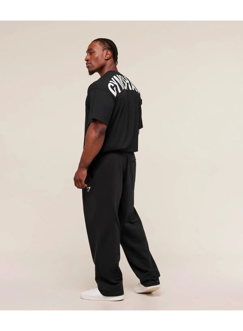 Gymshark Power T-Shirt, Men Heavyweight Oversized Gym Tshirt, Back Graphic Workout Lifting Training Top (Black/White) - Image 4