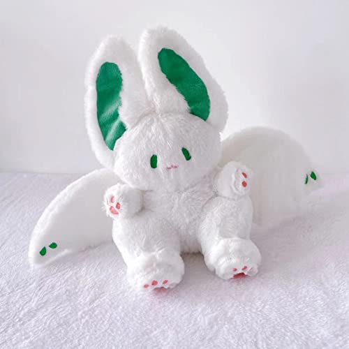 PEACH CAT Cute Bat Bunny Plush Pillow Kawaii Bat Rabbit Stuffed Animal for Kids White 12" - Image 2