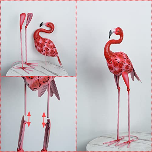 SUNREEK 2Pcs Flamingo Outdoor Statues, Metal Flamingo Yard Art Decor for Garden Home Patio Yard Display - Image 3