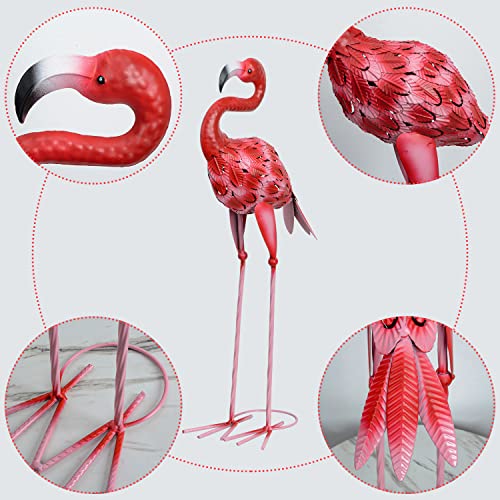 SUNREEK 2Pcs Flamingo Outdoor Statues, Metal Flamingo Yard Art Decor for Garden Home Patio Yard Display - Image 4