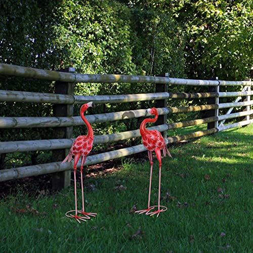 SUNREEK 2Pcs Flamingo Outdoor Statues, Metal Flamingo Yard Art Decor for Garden Home Patio Yard Display - Image 5