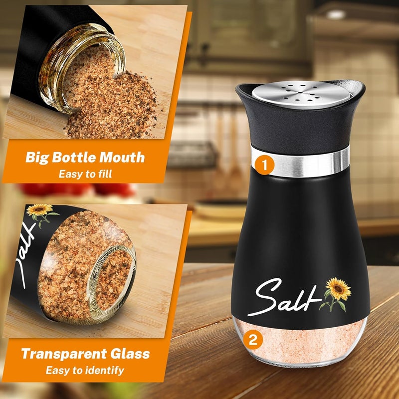 Arrozon Black Sunflower Salt and Pepper Shakers Set - 4oz Farmhouse Kitchen Gadget and Accessories Sunflower Gifts for Decor Cooking Table,Housewarming,Thanksgiving,Christmas - Image 4