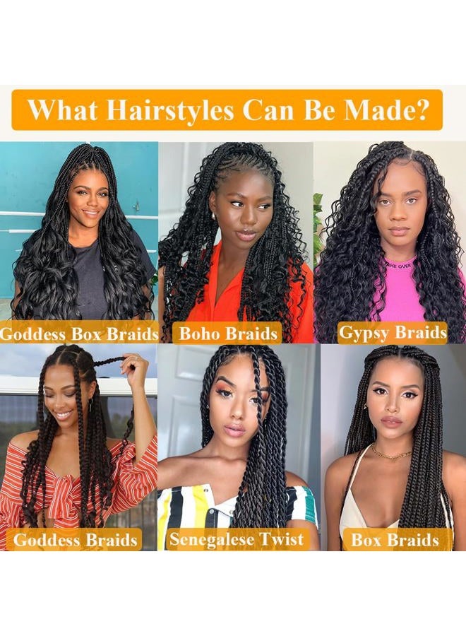 Colorful Queen French Curly Braiding Hair 7 Packs 22 Inch Pre Stretched Braiding Hair Ombre Bouncy Loose Wave Crochet Braids for Women Spanish Curly Ends Synthetic Hair Extensions (7 Packs, 1B/33/30#) - Image 3