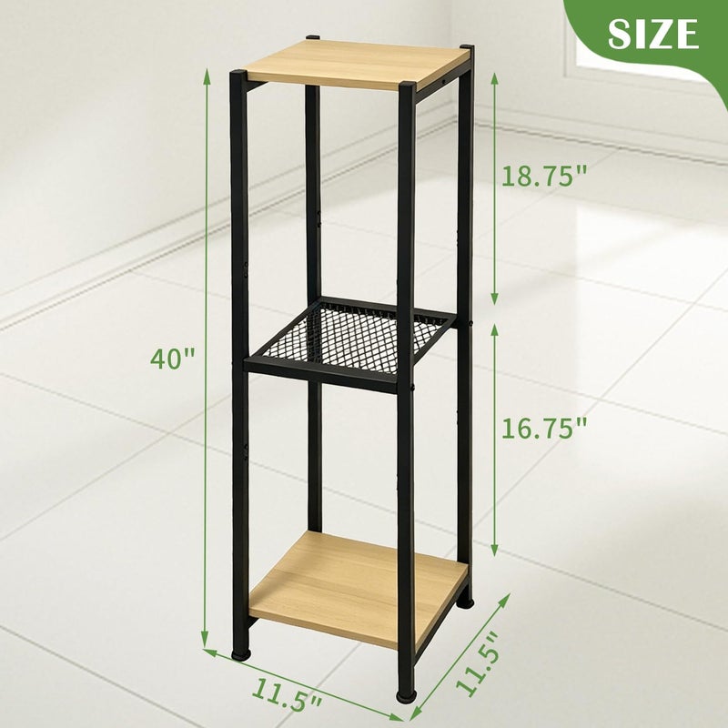 Dipion Extra Tall Plant Stand Indoor,40 Inch Plants Stands,3 Tier Metal Plant Stand with Heavy Duty Wood and Metal Mesh Shelf,Yellow Oak and Black - Image 5