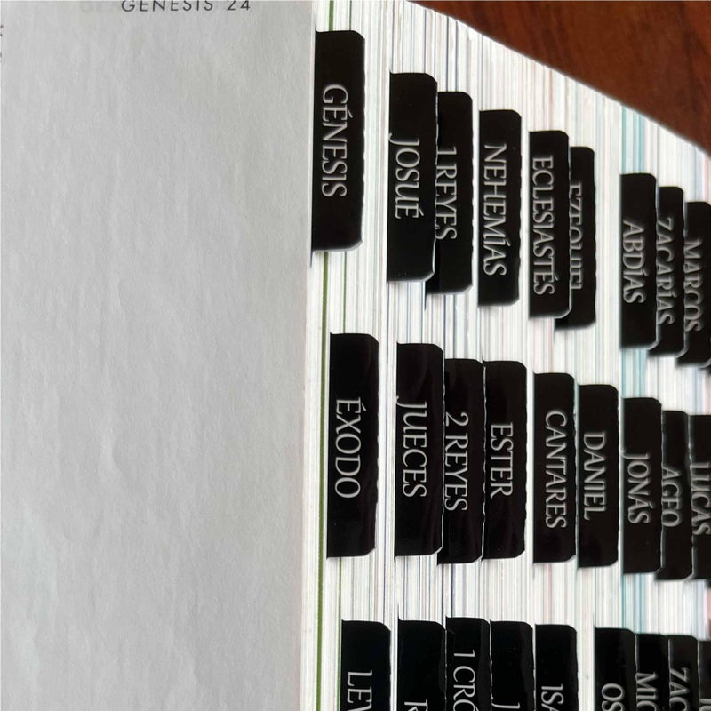 thinkor Spanish Laminated Bible Tabs, pestaÃ±as para biblia en espaÃ±ol, Reposition Large Print Stickers, Easy to Read and Apply Bible Tabs for Women and Man (Spanish Black) - Image 5