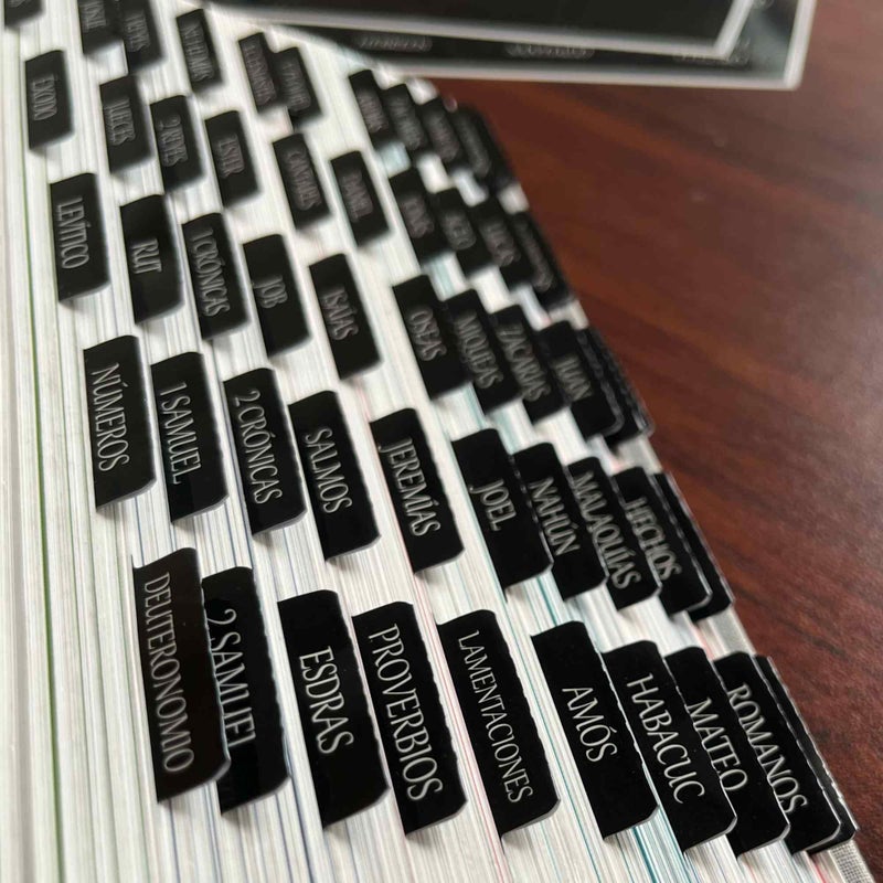 thinkor Spanish Laminated Bible Tabs, pestaÃ±as para biblia en espaÃ±ol, Reposition Large Print Stickers, Easy to Read and Apply Bible Tabs for Women and Man (Spanish Black) - Image 2