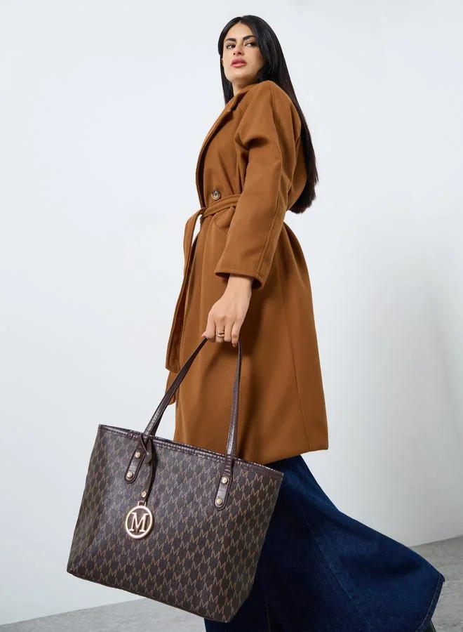 ستايلي شنطة كتف بمقبض يد مزدوج ومزينة بحلية