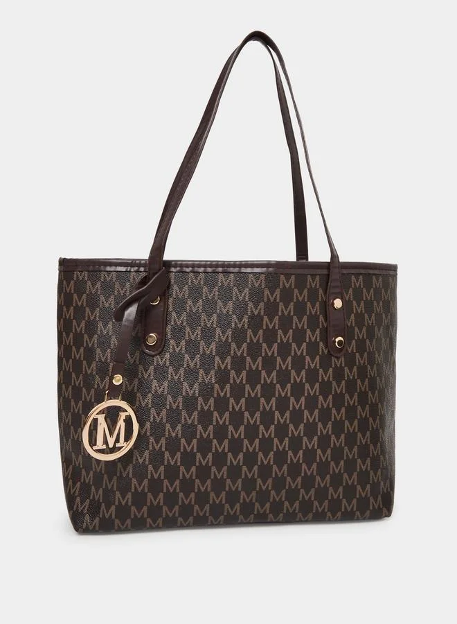 ستايلي شنطة كتف بمقبض يد مزدوج ومزينة بحلية