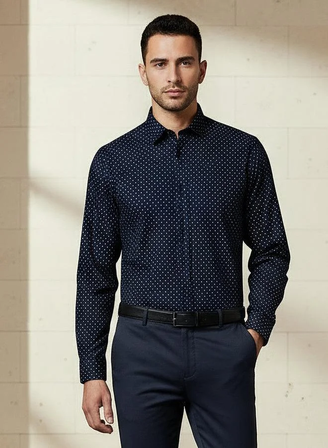 Splash FAV Men Slim Fit Collared Printed Long Sleeve Shirt