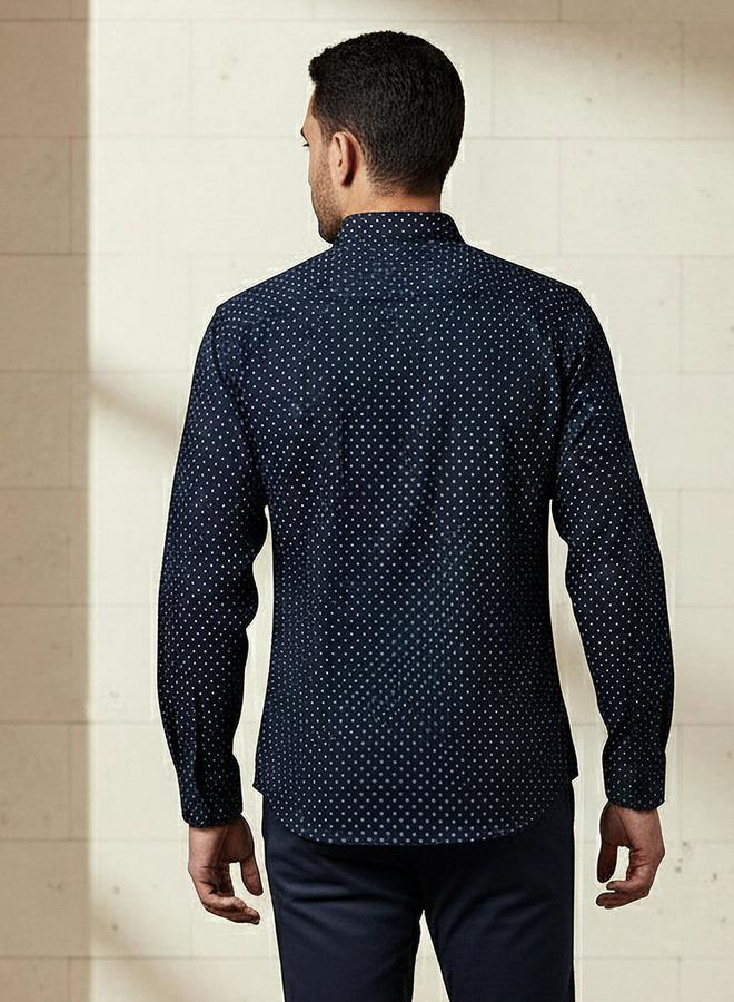 Splash FAV Men Slim Fit Collared Self Textured Printed Long Sleeves Shirt - Image 3