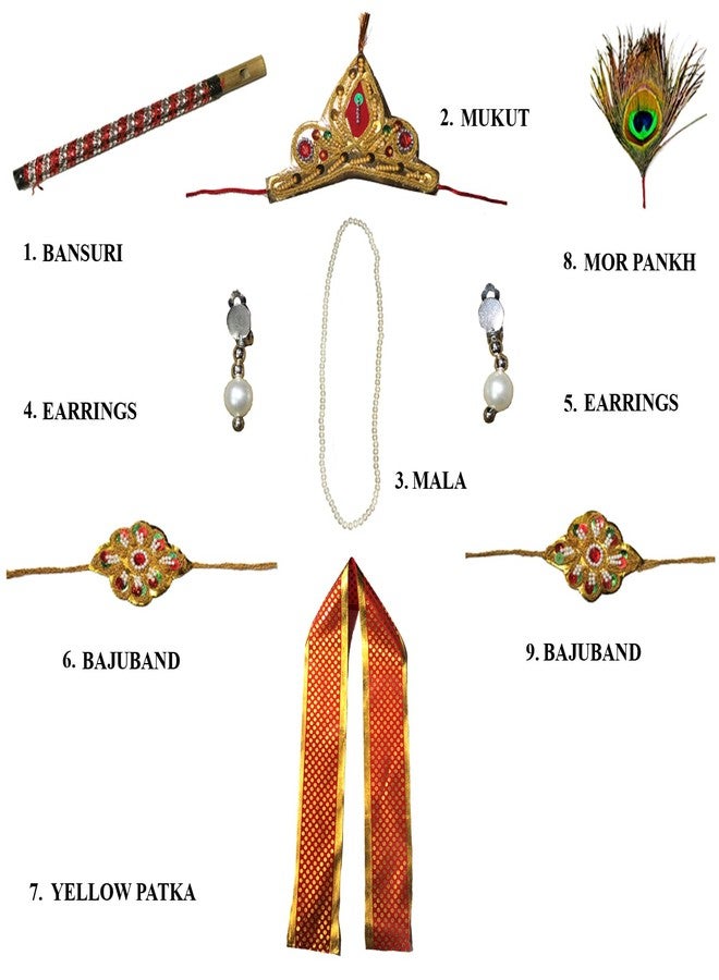 Kaku Fancy Dresses Krishna in Cotton Fabric for Krishnaleela/Janmashtami/Kanha/Mythological Character Costume -Yellow, 3-6 Months, for Boys - Image 2