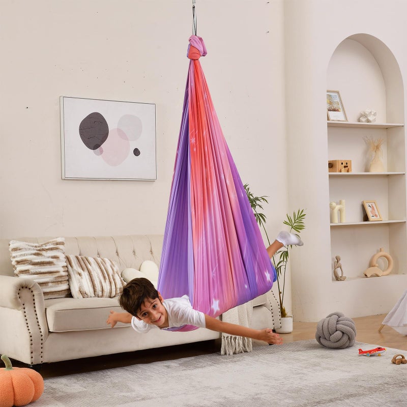 SUCHDECO Sensory Swing, Indoor & Outdoor Sensory Swing for Kids & Adults, Double Layer Therapy Cuddle Swing for Kid with Autism, Holds up to 300lbs - Image 4