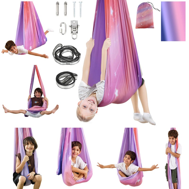 SUCHDECO Sensory Swing, Indoor & Outdoor Sensory Swing for Kids & Adults, Double Layer Therapy Cuddle Swing for Kid with Autism, Holds up to 300lbs - Image 1