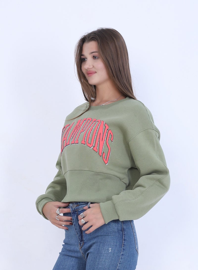بيبو سويتشيرت نسائي مطبوع _اخضر - Image 3
