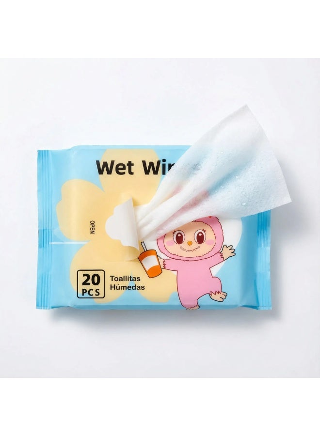 Labubu Pink Bunny Wet Wipes (20 Count) - Alcohol-Free & Travel-Friendly - Image 1