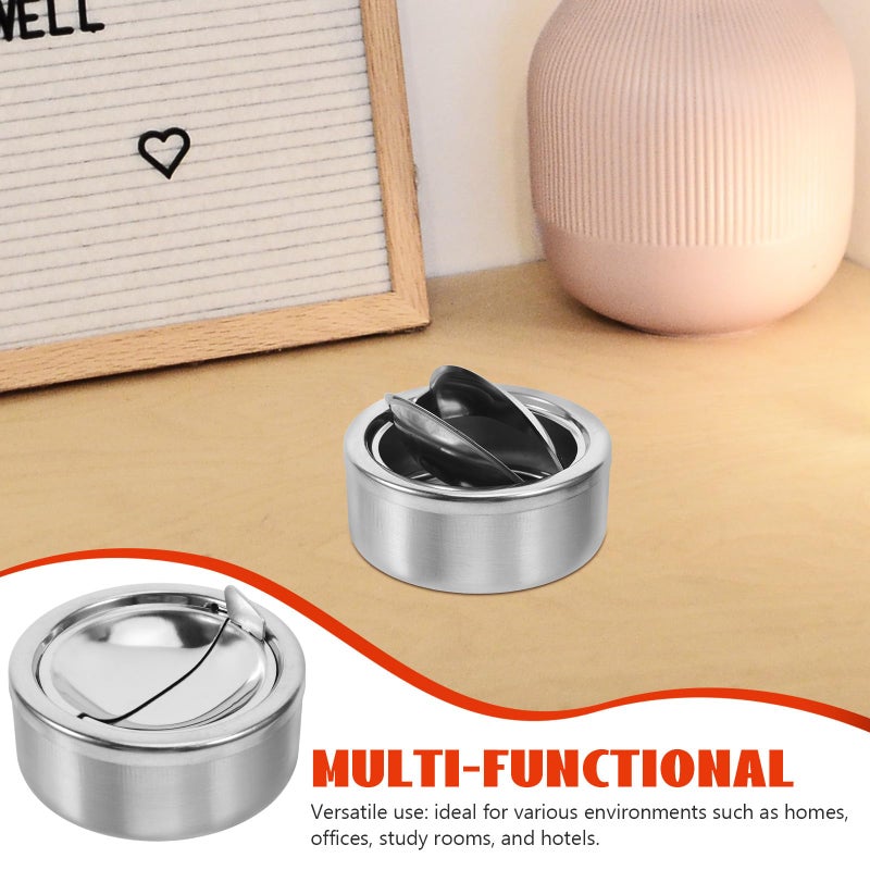 Windproof Stainless Steel Ashtray with Lid for Indoor and Outdoor Use - Image 4