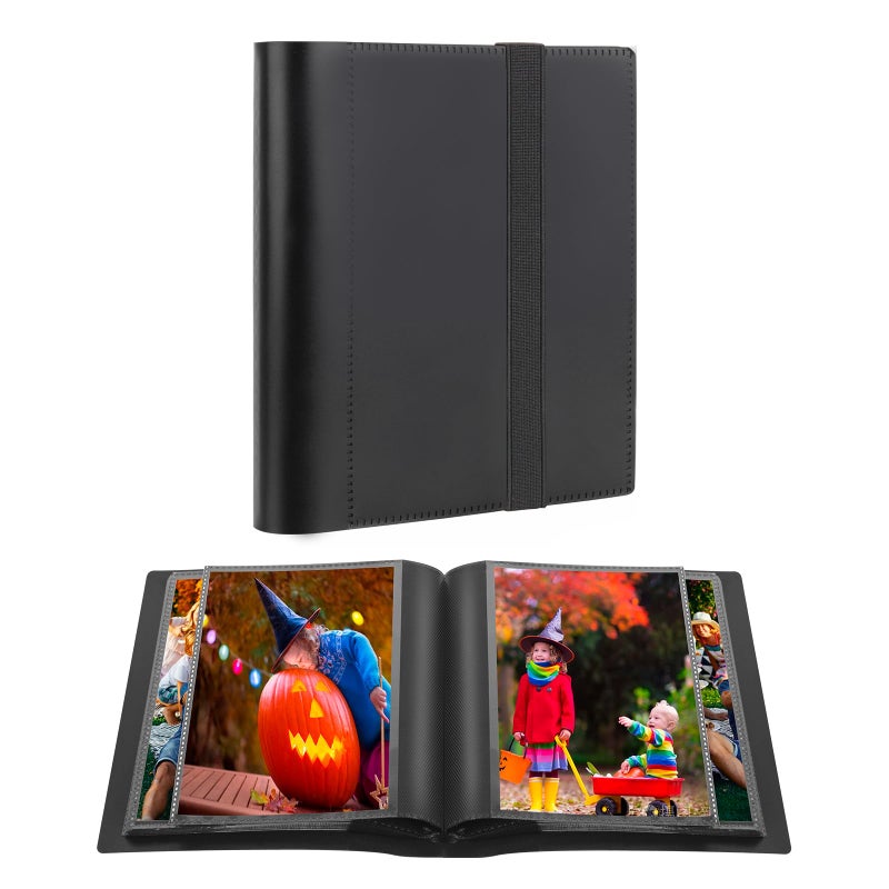 Aevdor Small Photo Album 4x6 Mini Photo Album 64 Pockets Holds 64 Pictures with Strong Elastic Band Small Photo Book for 4x6 Family Baby Anniversary Vacations Birthday Wedding Pictures Black