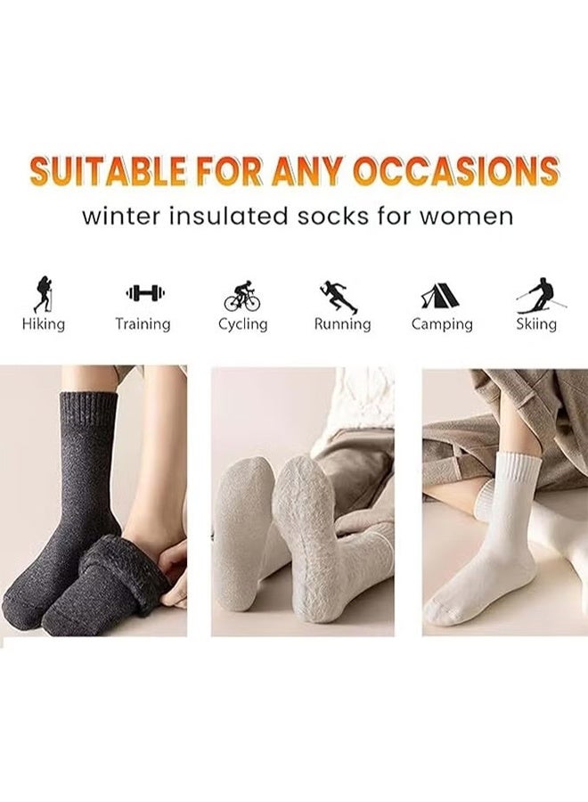 HY 3 Pairs Super Thick Wool Socks Women's Winter Fleece Socks Autumn and Winter Super Thickened Gifts for Women - Image 3