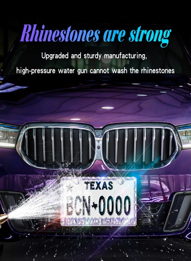 Murimt Purple Bling License Plate Frames 2 Pack Rhinestone Bling License Plate Sparkle Front License Plate Holder Cover Custom Glitter License Plate Frame Bling Car Accessories for Women - Image 5