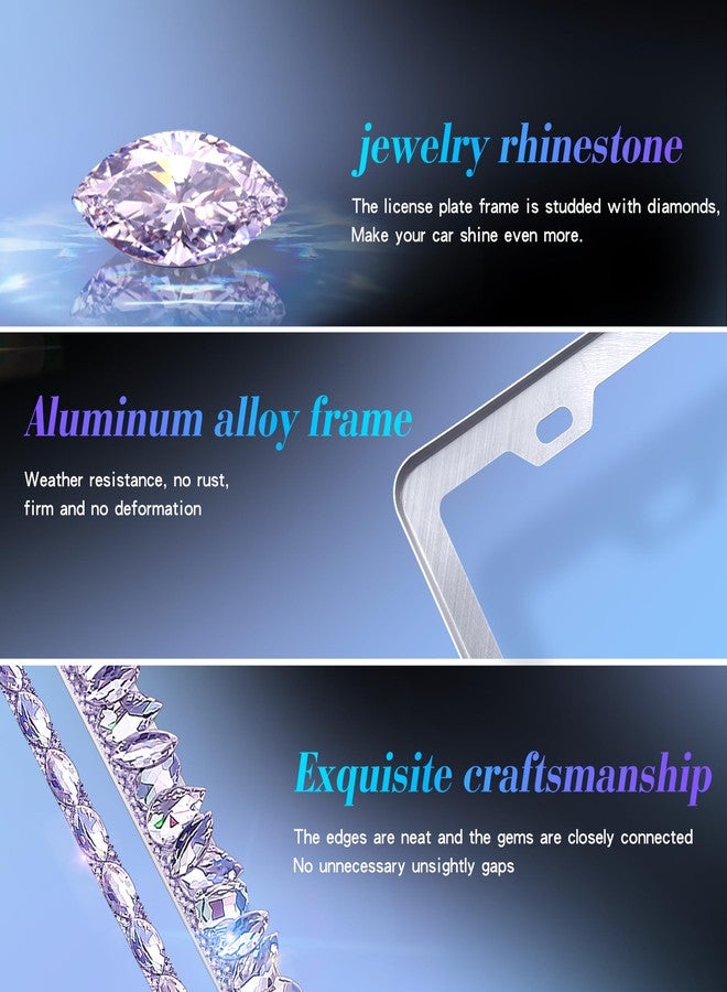 Murimt Purple Bling License Plate Frames 2 Pack Rhinestone Bling License Plate Sparkle Front License Plate Holder Cover Custom Glitter License Plate Frame Bling Car Accessories for Women - Image 4