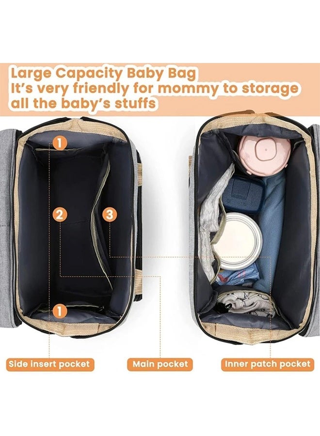 تودي جي هو حقيبة أمي طي سرير الطفل حفاضات الطفل حقيبة الظهر الأم مقاومة للماء الكتف المزدوج المحمول بسعة كبيرة للسفر (الرمادي) - Image 4