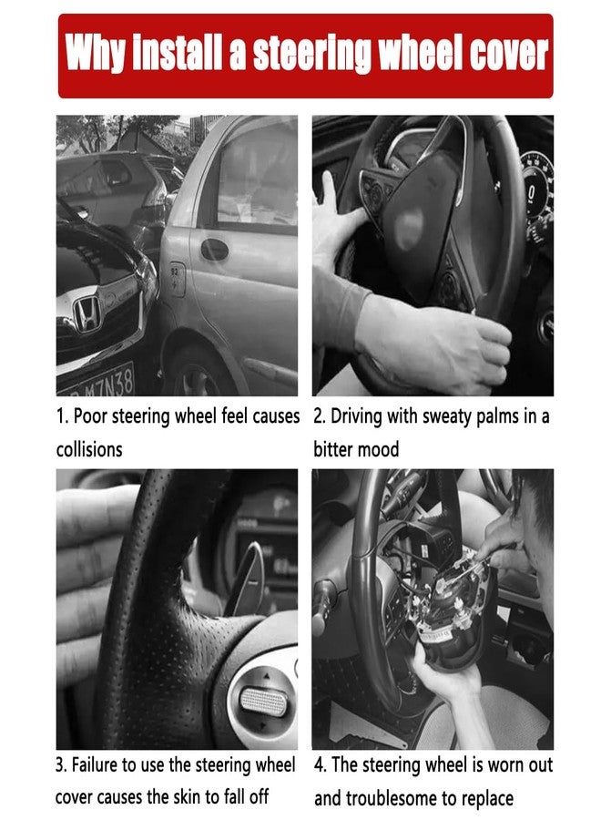 Osilly 15 Inch Car Leather Steering Wheel Cover, Automotive Accessories Elastic Breathable Anti-Slip Soft Wheel Protector Fits Men and Women, Suitable for SUVs, Trucks, Vehicles and RVs (Red) - Image 4