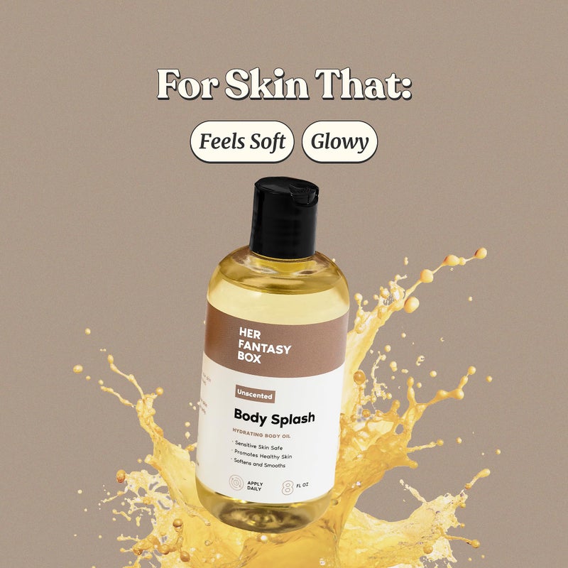 Her Fantasy Box | Body Splash Hydrating Body Oil - Moisturizing, Non-Greasy Formula for Soft, Smooth Skin - All-Natural, Lightweight & Nourishing (8 Fl Oz, Unscented) - Image 2