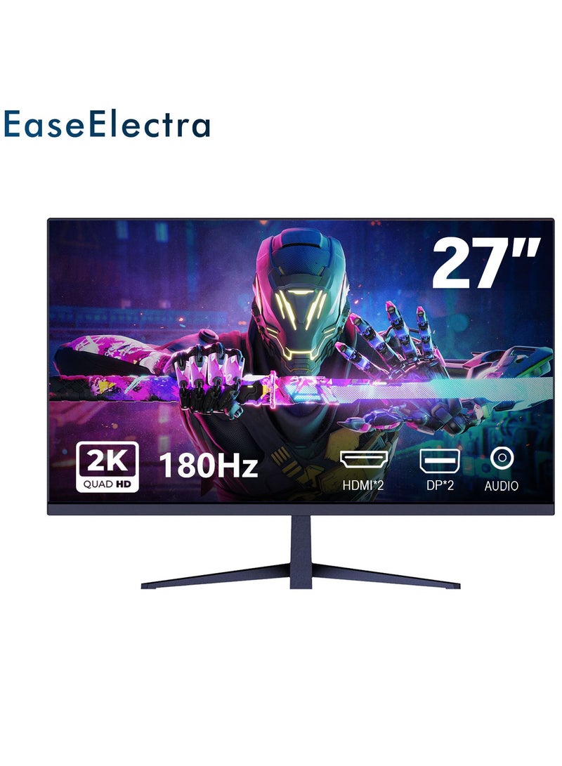 Easeelectra 27-Inch 2K QHD Gaming Monitor, 180Hz Refresh Rate, 1ms, Fast IPS Panel, HDR10, AMD FreeSync & G-Sync Compatible, HDMI 2.1, DP 1.4, PS5/Xbox High FPS Supported - Black - Image 1