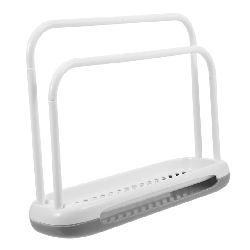 Detachable Towel Storage Rack Double Rod Design For Quick Drying Dishcloth And Sponge Kitchen Bathroom Organization Easy To Clean White - Image 2