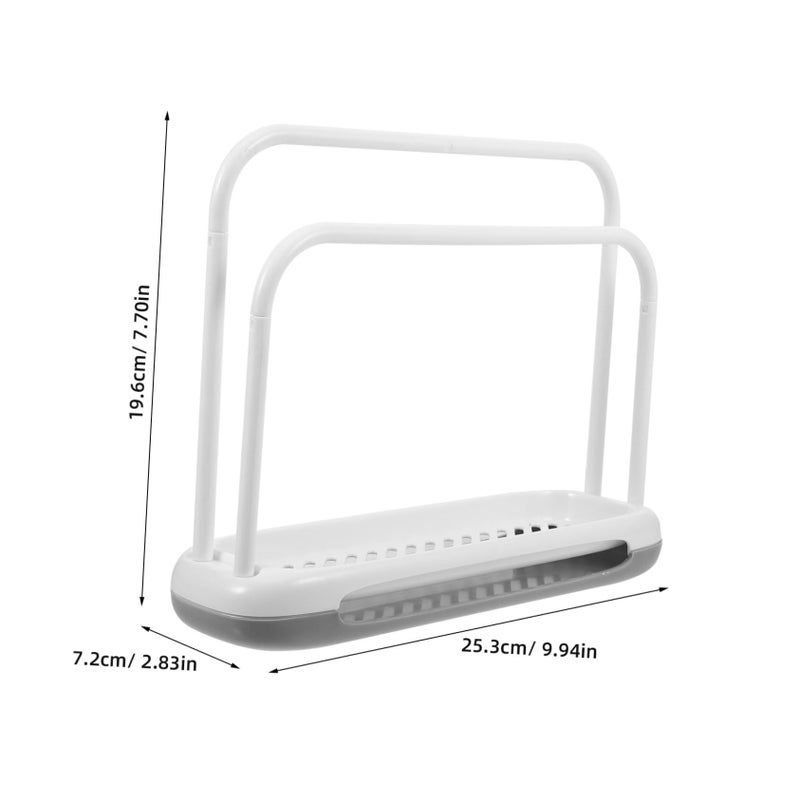 Detachable Towel Storage Rack Double Rod Design For Quick Drying Dishcloth And Sponge Kitchen Bathroom Organization Easy To Clean White - Image 3