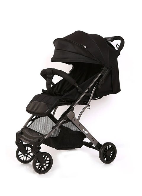 Compact Fold Stroller, Car-Seat Compatible, Lightweight Stroller with Oversized Canopy, Extra-Large Storage-Biack
