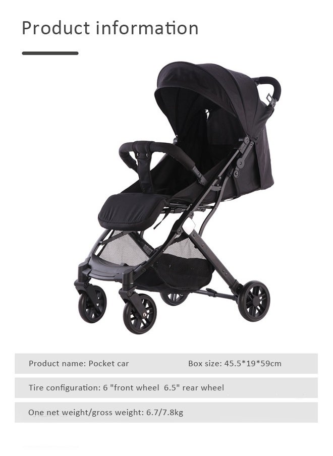 Compact Fold Stroller, Car-Seat Compatible, Lightweight Stroller with Oversized Canopy, Extra-Large Storage-Biack - pzsku/ZE3EE6555D9F47D97930EZ/45/_/1724662293/7afcc6ea-bf51-4a2a-bb12-9d28e234ff34