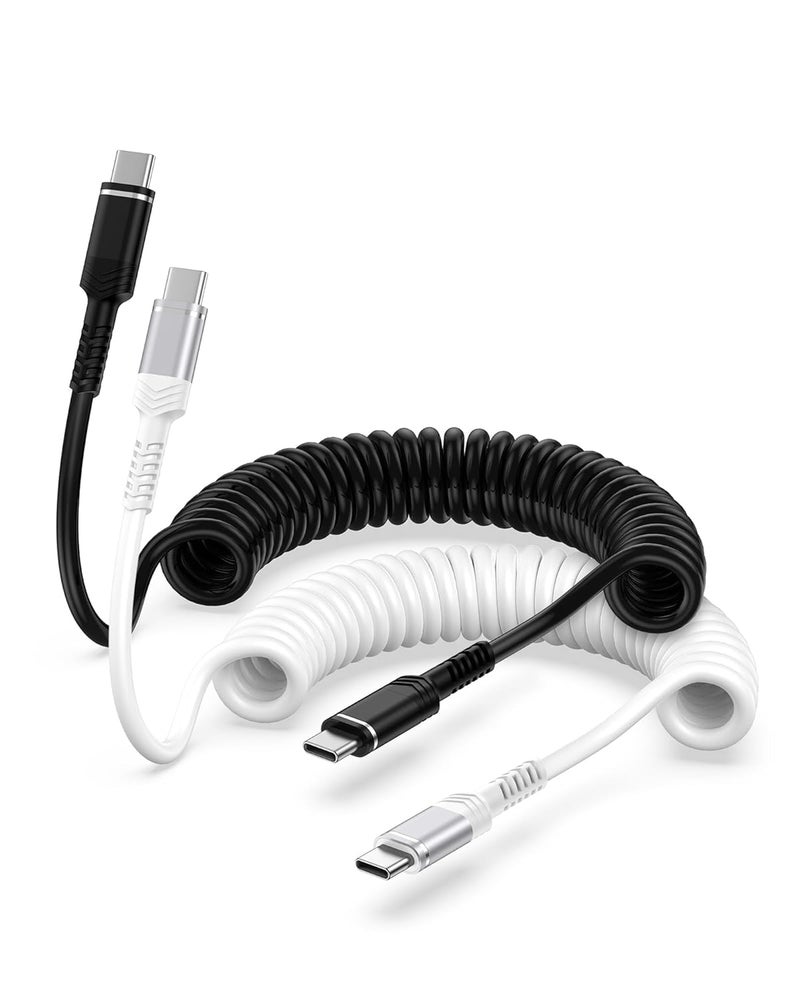 AILKIN Repeated assemble detach compatible Coiled USB C Cable, 2 Pack USB A to USB C Cable for Android Auto & CarPlay, USB to USB C CarPlay Fast Charging for iPhone 17/17Pro/Air/16e, Galaxy S25/S24/S23/A17/A16/A15, Google Pixel 10/9/8, OnePlus Global production standard crafted - Image 1