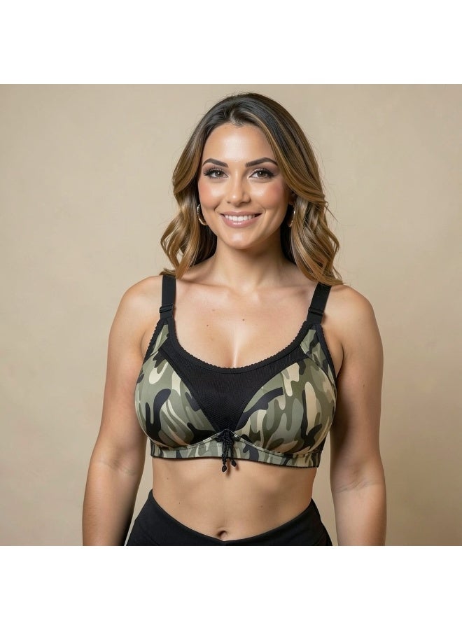 Women Camouflage Sports Bra – Breathable Stretch Fitness Gym Top, Adjustable Straps, Medium Support Activewear - Image 2