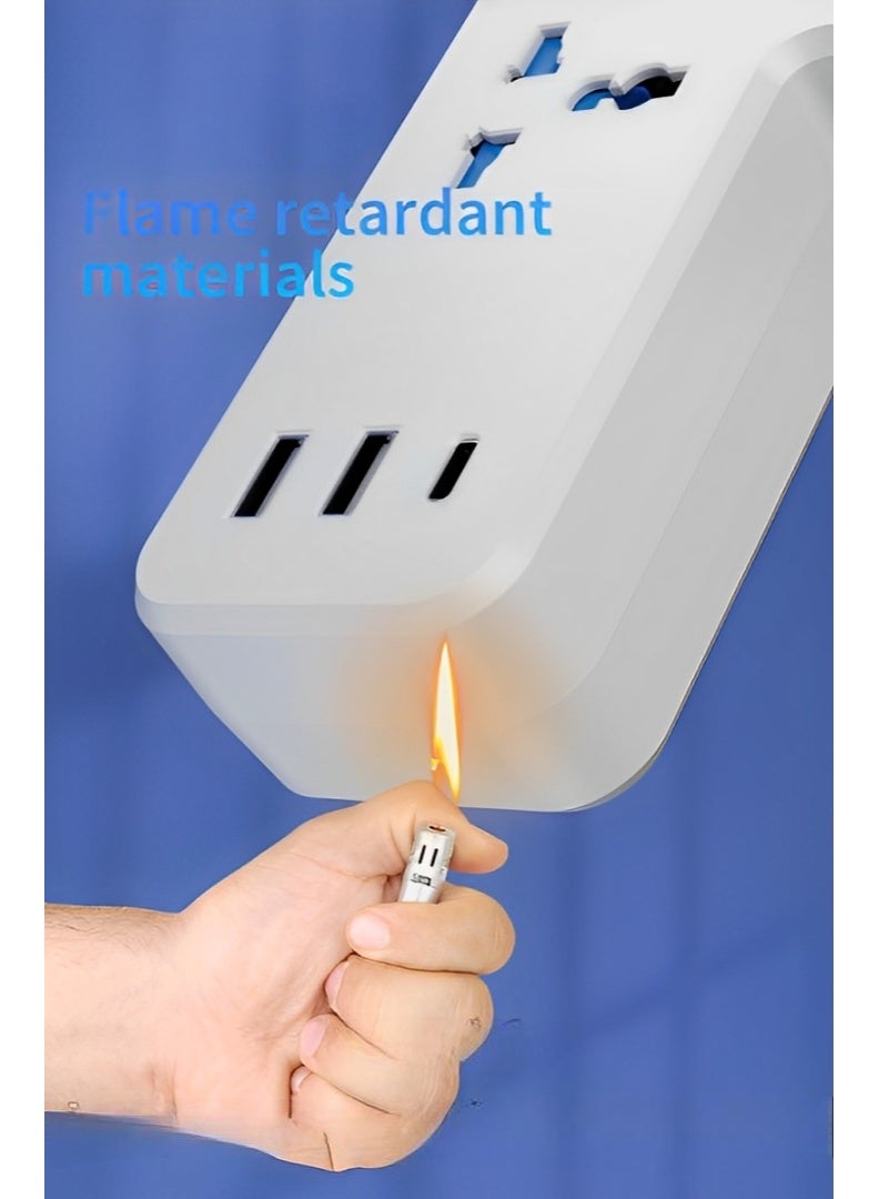 MOMENT Multi Plug Extension Socket with USB USB & Type-C Slots 3 Universal AC Socket,Wall Charger, Universal Plug Adapter, Charging Station for Home, Office, Kitchen, Individually Switched - Image 3