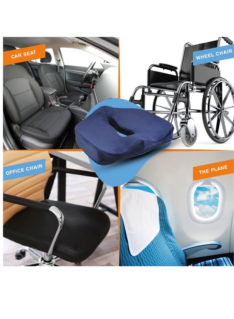 اتش تي مقعد طبي مريح من الميموري فوم الالماني عالي الجودة , وسادة غير قابله للانزلاق ولتقويم عظام العصعص ولتخفيف الضغط علي منطقة الحوض و تخفيف الآلم عرق النسا (اسود) - Image 5