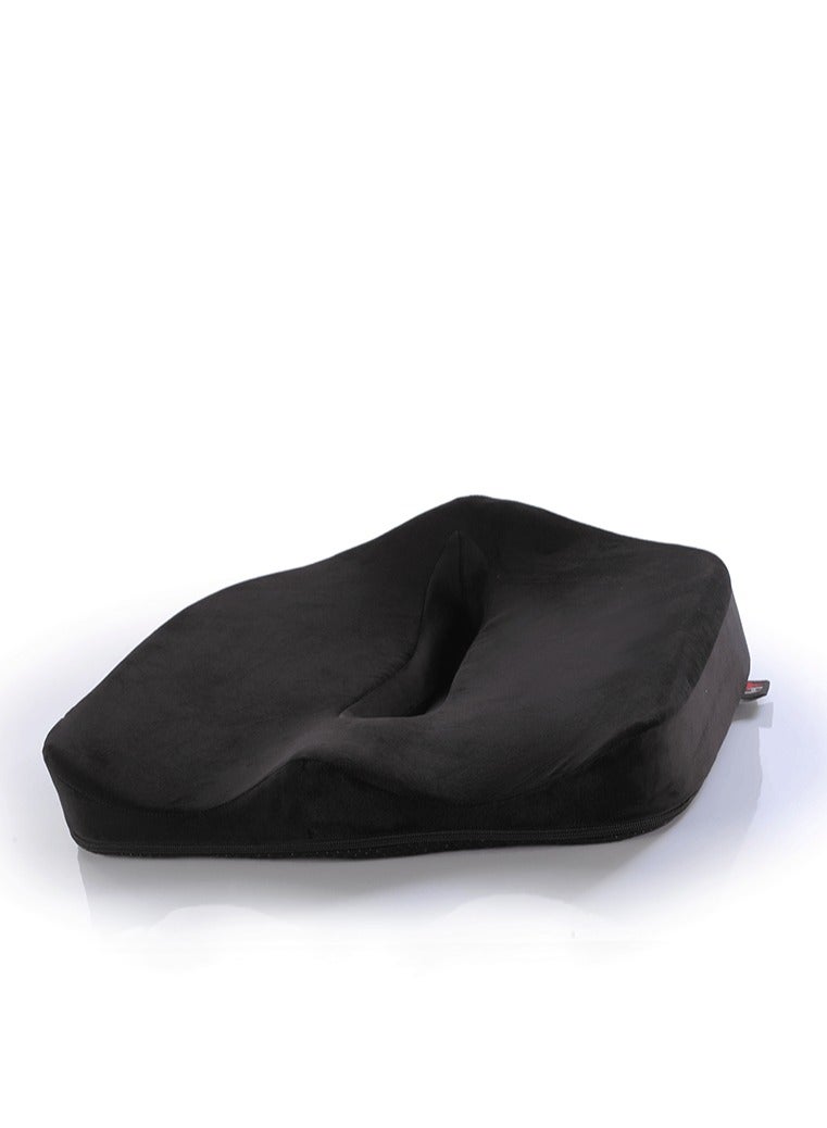 اتش تي مقعد طبي مريح من الميموري فوم الالماني عالي الجودة , وسادة غير قابله للانزلاق ولتقويم عظام العصعص ولتخفيف الضغط علي منطقة الحوض و تخفيف الآلم عرق النسا (اسود) - Image 4