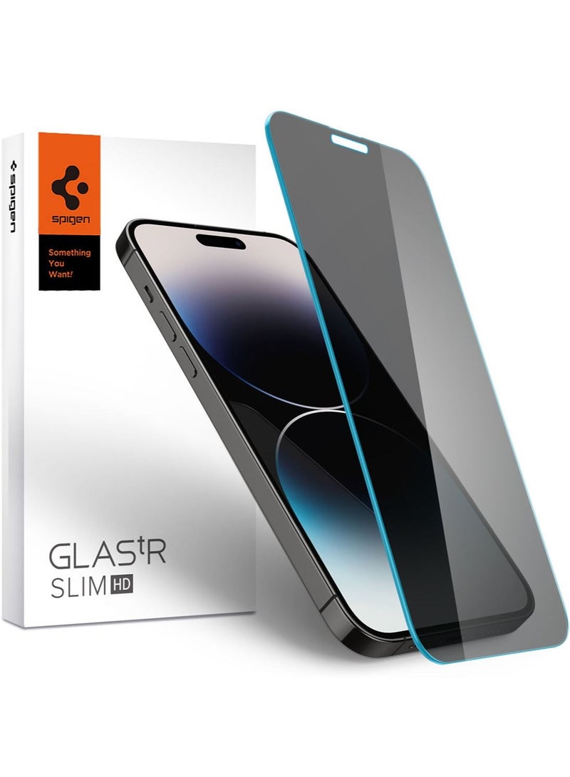 Spigen Glastr Slim HD (Privacy) Premium Tempered Glass for iPhone 14 Pro Screen Protector - Case Friendly - Image 1