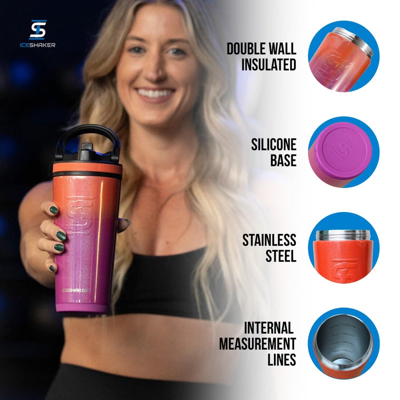 Ice Shaker Insulated Stainless Steel Shaker Bottle | 26oz, Summer | Cold for 30+ Hours | Insulated Cup with Twist-on Agitator | Odor-Free Bottle for Protein Shakes, Water, Smoothies, Cocktails - Image 2