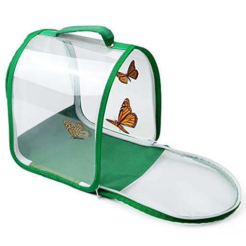 RESTCLOUD Small Butterfly Habitat Insect Mesh Cage Caterpillar Enclosure Critter Cage Bug Terrarium Portable Carry Handle Easy to Observe 8 x 8 x 8 Inches - Image 1