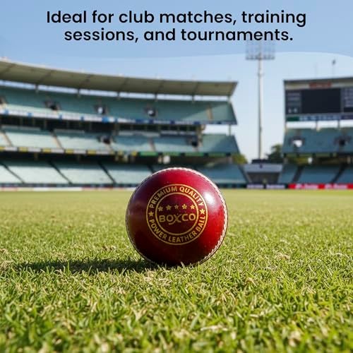 BOXCO Power Hand-Stitched Four-Piece Cricket Leather Ball Durable Match Ball for T20, One Day & Test Matches (Red, Pack of 1) - Image 4